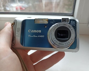 Rare Canon PowerShot A460 Blue 5.0MP digital compact camera WORKing CHEAP