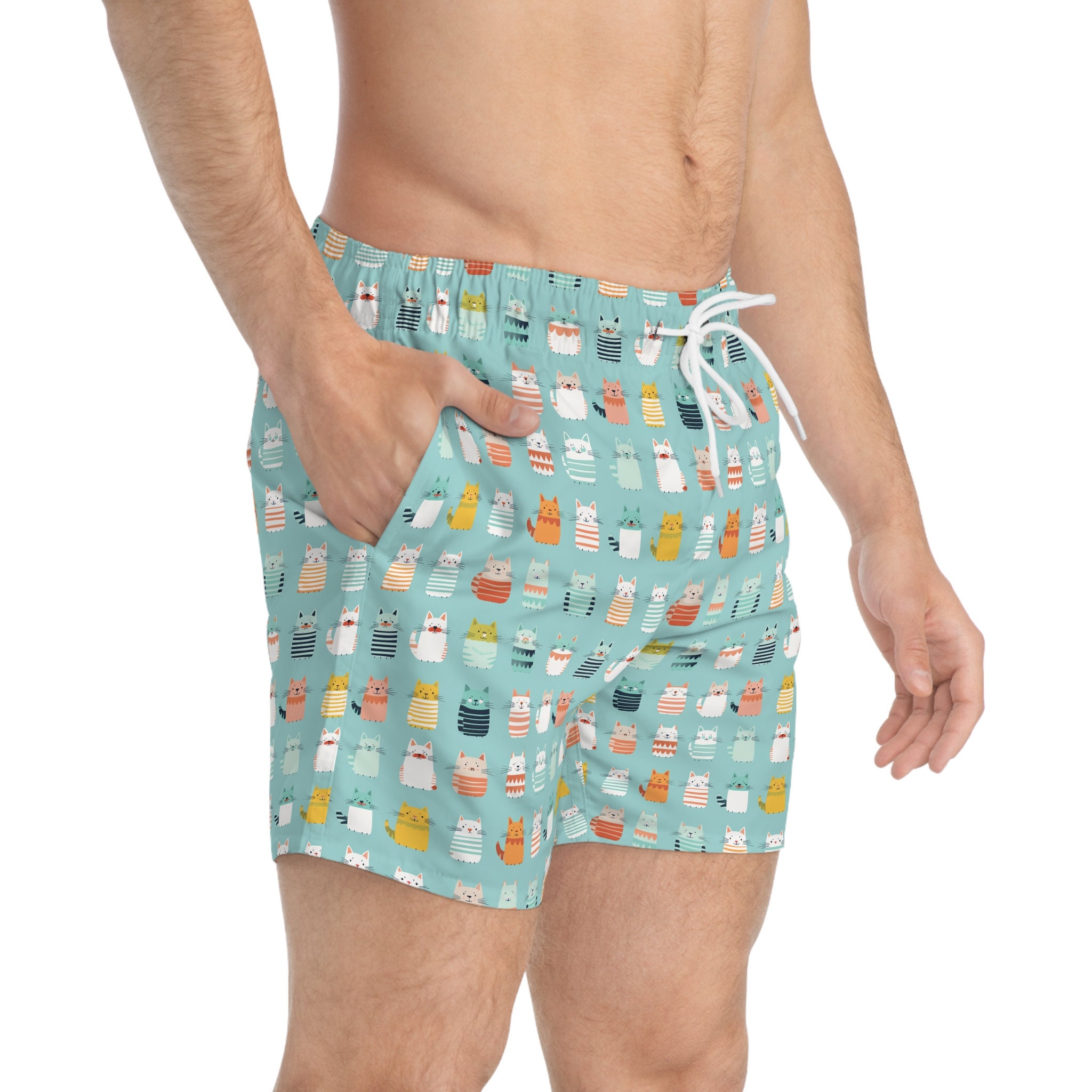 Abstract Cat Swim Trunks/swimwear Etsy