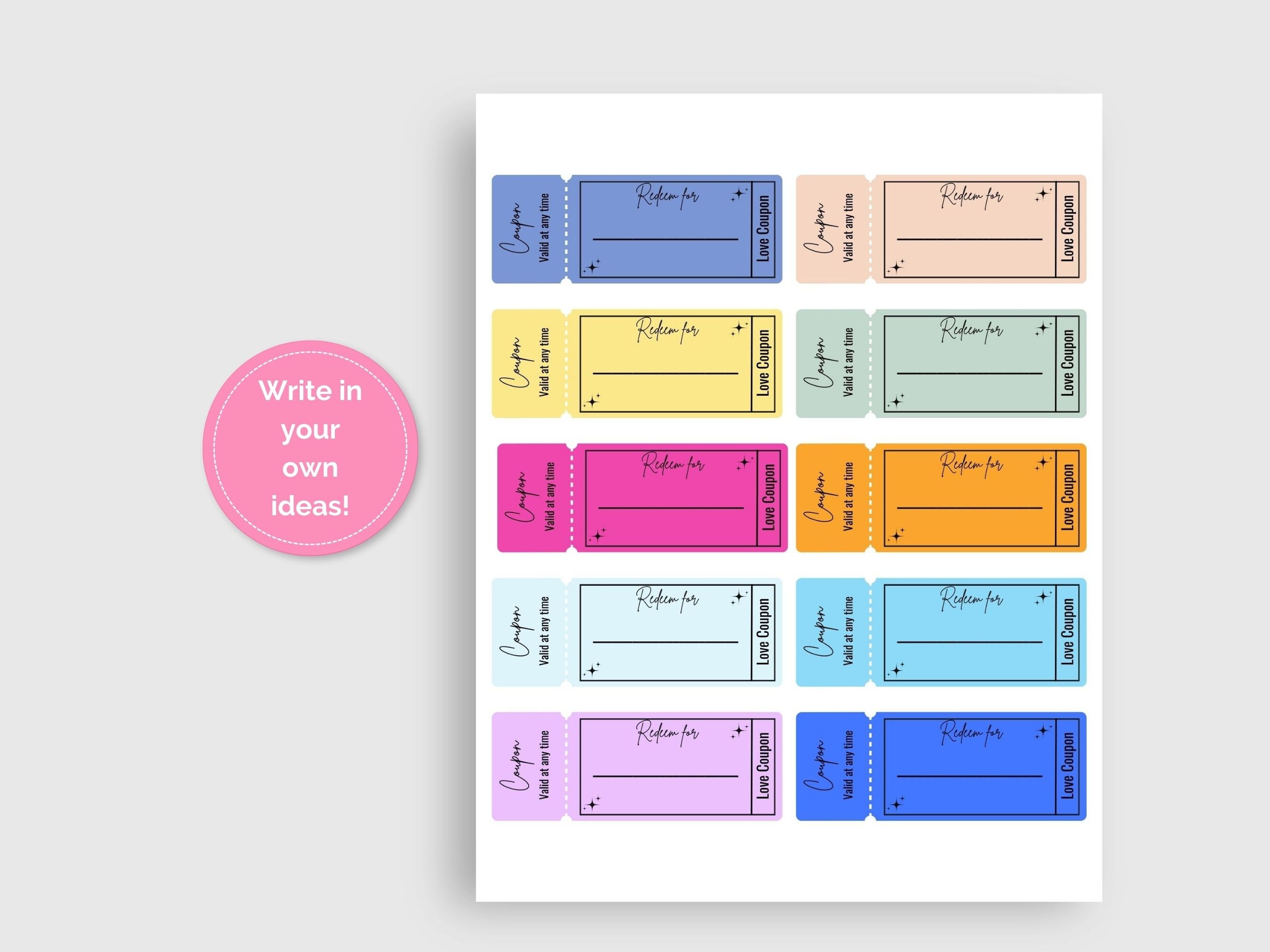 Printable Love Coupon Book for Him/her, Date Ideas, Editable Canva ...