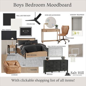 Tablero de inspiración para dormitorio infantil moderno/Diseño de interiores online/Diseño digital/Diseño de dormitorio juvenil/Diseñador virtual/Descarga instantánea/Ayuda de diseño/Decoración del hogar