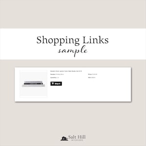 This is a sample of our clickable shopping links which is included in our moodboard listing from Salt Hill Interiors on Etsy.