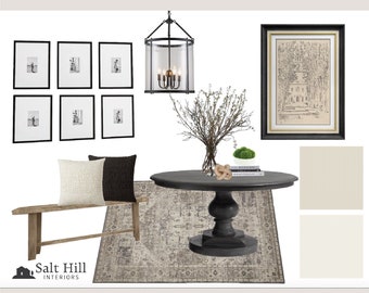 Traditional Style Foyer Moodboard|Interior Design Services|E-design||Virtual Design|Instant Download|Foyer Decor