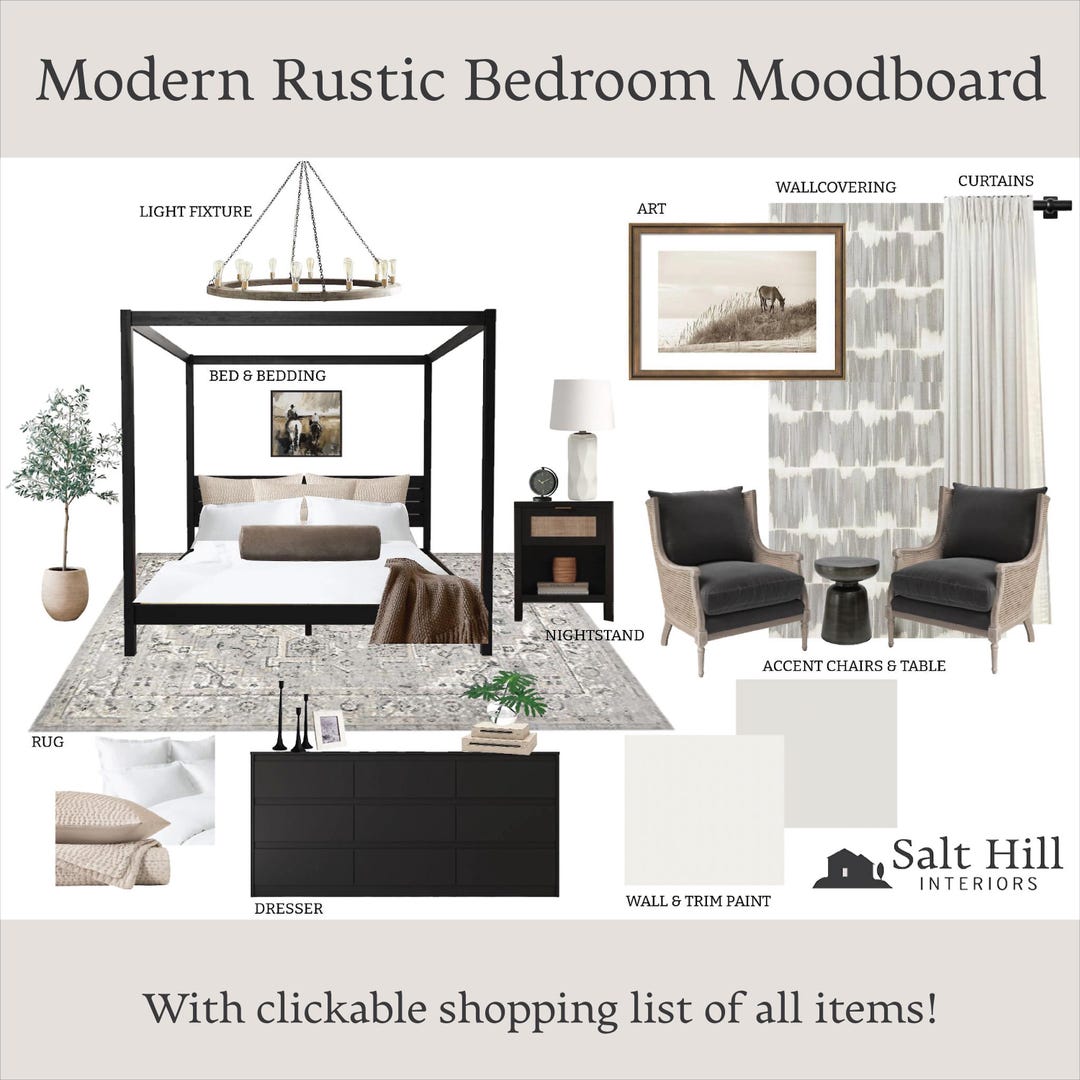 Modern Rustic Bedroom Moodboard: Interior Design (instant Download) - Etsy