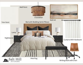 Modern Organic Bedroom Moodboard|Online Interior Design|E-design|Bathroom Home Design|Virtual Designer|Instant Download|Home Decor