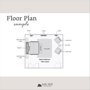 This is a sample floor plan of our room layouts included in our design advice package from Salt Hill Interiors on Etsy.