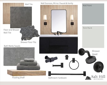 Modern Bathroom Moodboard: Online Interior Design (Instant Download)