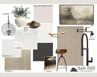 Moodboard|Interior Design|Kitchen Design|Interior Design Services|Design Help|E-design|Instant Download|Modern Rustic Kitchen Moodboard