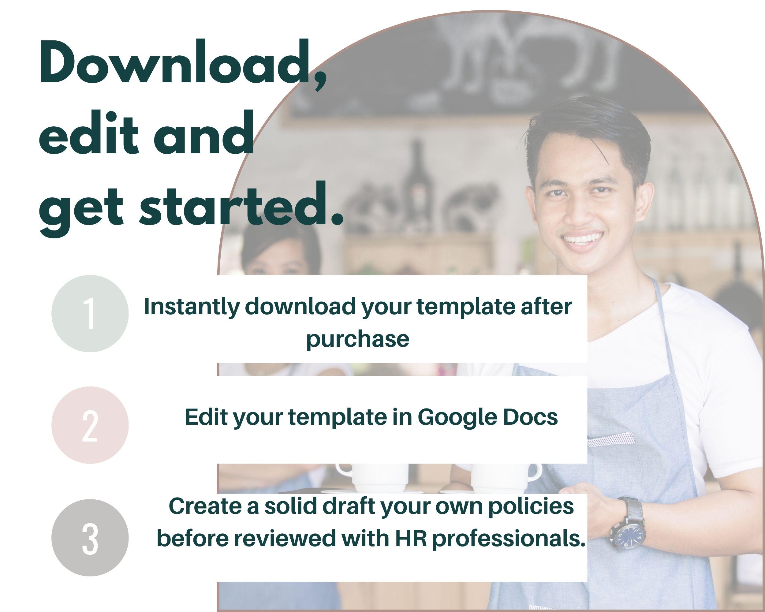 Coffee Shop Employee Policy Template: Editable Google Doc (digital ...