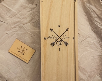 Wood Wine Box, Personalized Wooden Gift for Couples, Bridal Shower, Engagement, Wedding, Anniversary