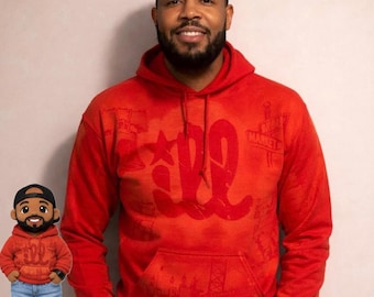 Distressed Sports Kapuzen-Sweatshirt (Bleichfärbung • Vintage-Stil • Handgemacht)