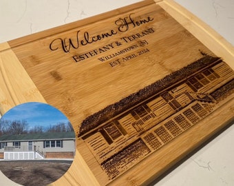 Custom Engraved House Cutting Board: Personalized Home Gift