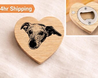 Personalisierter Haustier Magnet, individuelles Foto graviertes Holzherz, Hunde- oder Katzenandenken-Geschenk