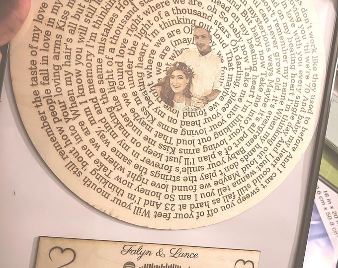Featured listing image: Personalized Engraved Album with Lyrics, Custom Photo & Spotify Song Code, Romantic Valentine’s Gift for Couples, Anniversary Keepsake