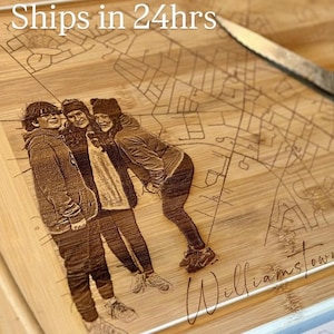 Custom City Map Bamboo Cutting Board Personalized Engraved Coordinates or Address