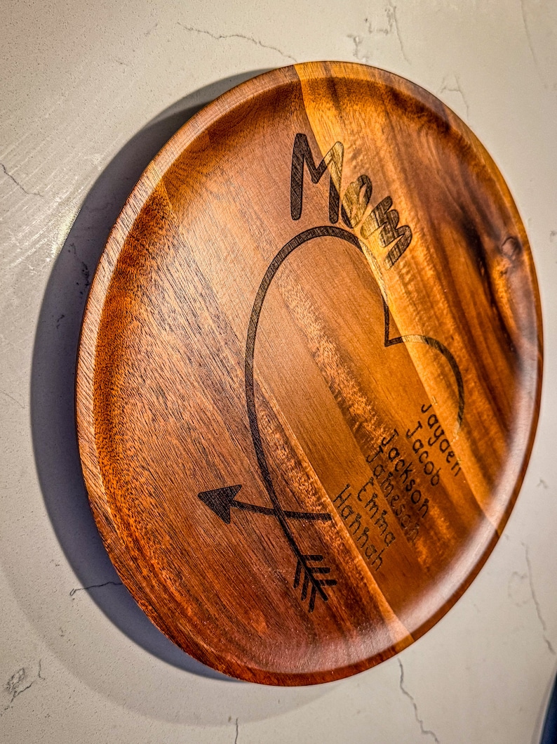 Custom Wood Plate Personalized Plate Gift for Mom Mothers Day Kids