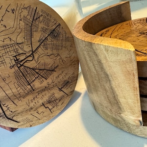 Conjunto de porta-copos de localização de mapa, presente de casamento de noivado, aniversário, aniversário dela, presente personalizado de aniversário dele, presente de dia dos namorados, novo presente para casa