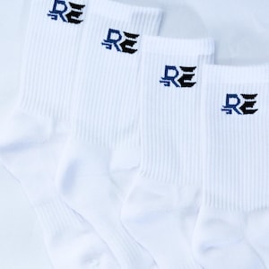 Athletic socks • Men - Women RE Logo Crew Socks – Stylish, Comfortable, and Durable Unisex Streetwear.