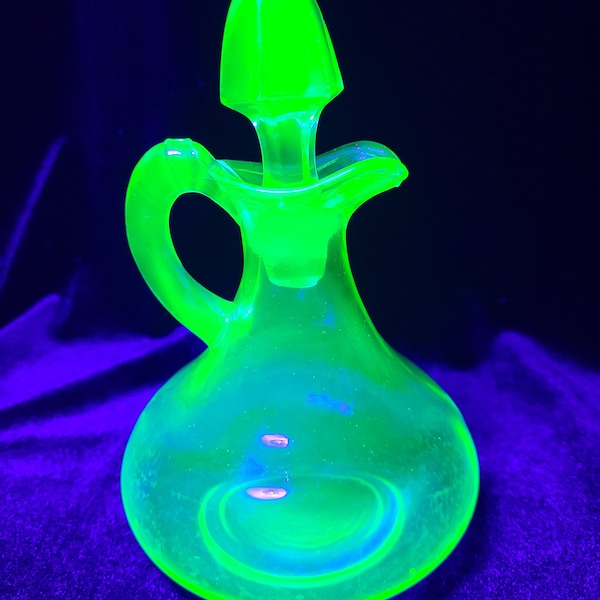 Uranium Glass Cruet Pitcher with Stopper