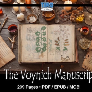 Manuskrypt Voynicha PDF Książka Wysokiej Jakości EPUB Cyfrowe Pobieranie Wydrukowalny Dziennik Śmieci Grimoire
