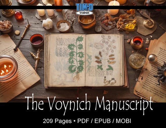 Voynich Manuscript PDF Book High Quality EPUB Digital Download Printable Junk Journal Grimoire
