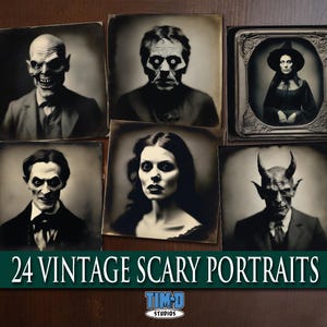 Vintage Scary Portraits Victorian Halloween Horror Photographs Creepy Antique Pictures for Junk Journals, Paper Crafts, Digital Printable