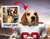 Personalized Digital Art, Custom Football Pet Portrait, Sports Dog Portrait, Custom Cat Portrait, Funny Pet Portrait, Sports Cat Portrait,