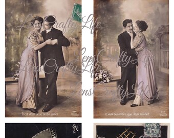 12 Valentinstag romantisches paar Karten Bilder 300 dpi Digital Download US letter und A4