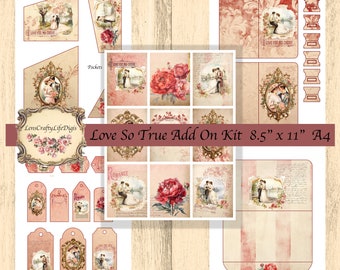 Love So True Add On Kit 5 Seiten 8,5 "x 11" A4 Taschen Tabs Folios Mini Karten