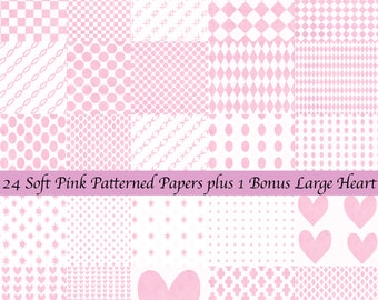 24-seitiges Soft Pink Paper Pack plus Bonus Großes Herz-Seite 8,5 "x 11" A4 Herzen, Kreise, Quadrate, Sterne, Kreuze, Punkte, etc.