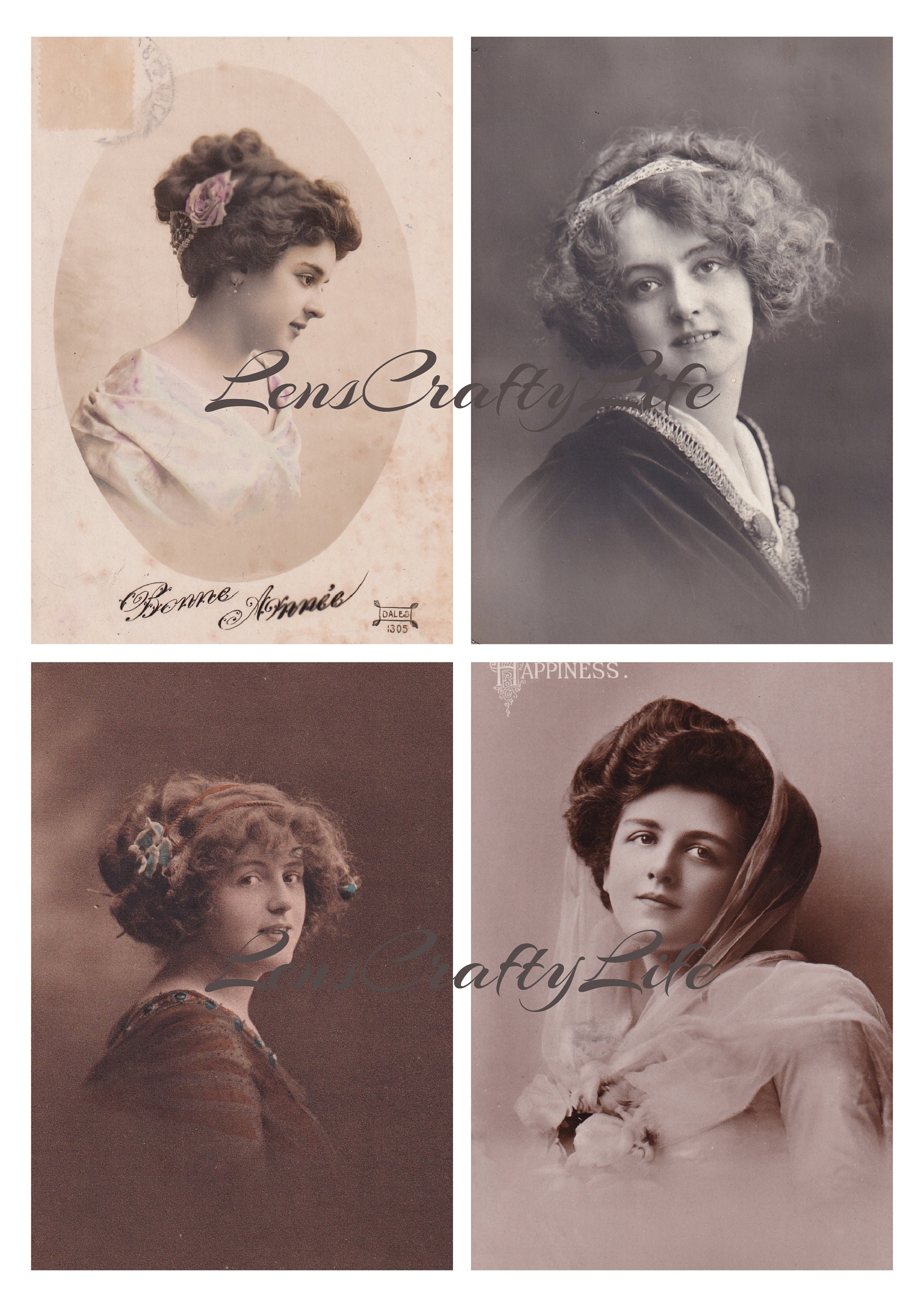 16 Vintage Ladies Photo Postcard Set 1: 16 Beautiful Ladies Images in ...