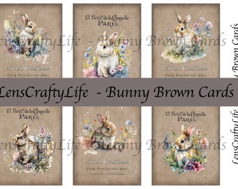 Bunny Brown Karten Junk Journal Frühling Ostern