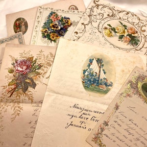 1880 -1919 Cartas antiguas con bellas imágenes, descarga digital de 22 páginas