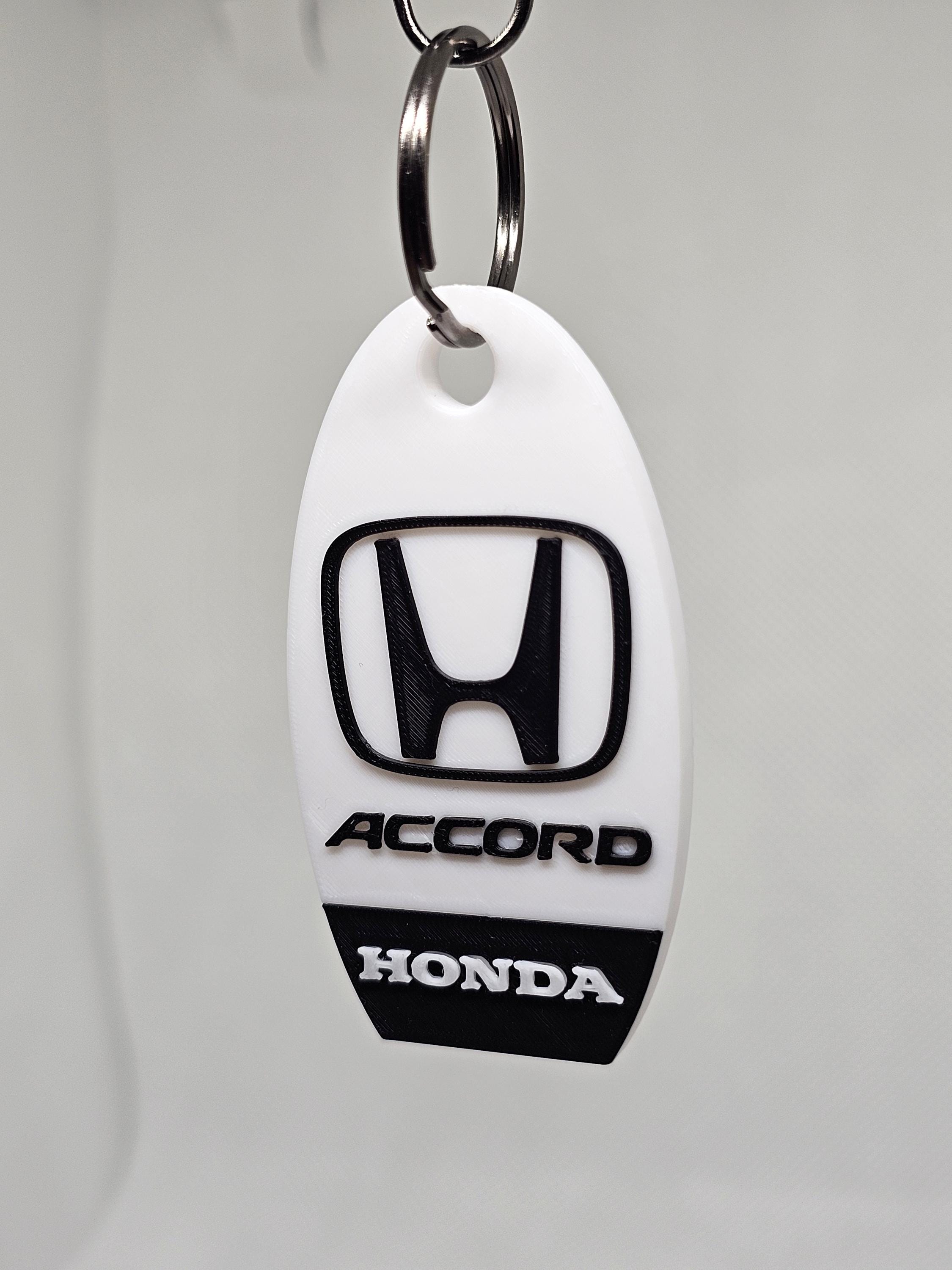 Genuine Honda Accord Black Leather Keychain By Au-Tomotive Gold-636086