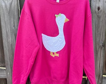 Silly Goose Quilted sweatshirt! w a little bow!