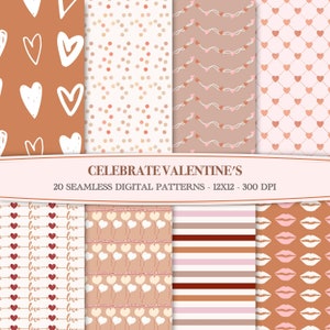 20 carte digitali a forma di cuore per San Valentino, album di ritagli, barrette di cioccolato - Sfondi senza soluzione di continuità, carta da parati stampabile per San Valentino, PNG, arte, unica, regalo
