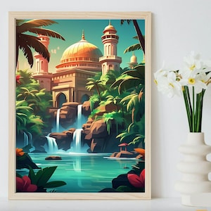 Serenity Mosque Masjid Nabawi Art | Prophets Mosque Watercolour| Madina Art | Islamic Boho Pastel | Muslim Printable Gift | Fathers&#39; Day