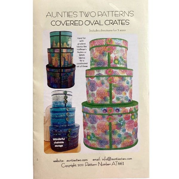 Covered Oval Crates - Pattern - Aunties Two Patterns - 3 sizes - AT661