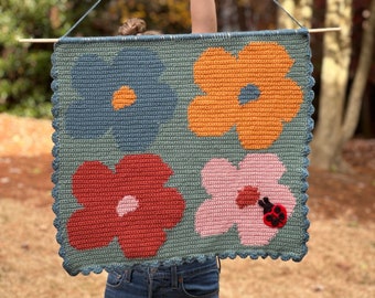 Flower Power Crochet Tapestry PATTERN ONLY / Crochet Wall Hanging / Digital Pattern