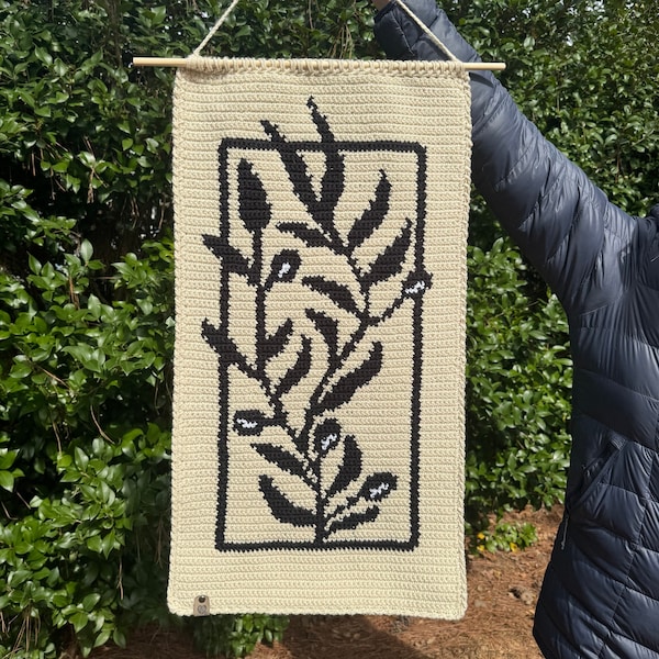 Olive Branch Crochet Tapestry Pattern / Free Palestine / For Palestine / Crochet Wall Hanging / PATTERN ONLY