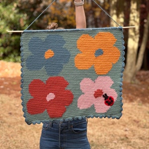 Flower Power Crochet Tapestry PATTERN ONLY / Crochet Wall Hanging / Digital Pattern