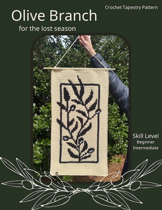 Olive Branch Crochet Tapestry Pattern: Wall Hanging (PDF Pattern) - Main Image