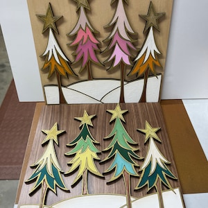 Retro Christmas Tree Landscape Wall Hanging or Sitter - Etsy