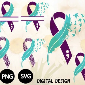 Suizidverlust Band SVG Suizidverlust Band Feder und Vögel SVG Suizid Verlust Bewusstsein SVG Suizid Verlust Band SVG Suizidband Zentangle svg