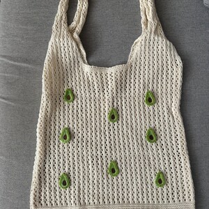 Handmade Beige aesthetic tote bag with avocados, trendy avocado everyday tote, avocado lover gift tote bag, eco friendly bag