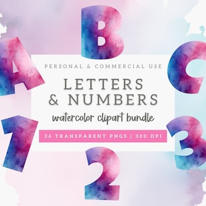 Spring Letters Numbers, Instant Download, Spring Pastel Alphabet Png, Pastel Party Watercolor Letters Numbers, Commercial Use Clipart