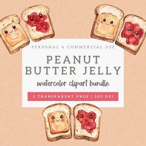 Pb&J Download, Watercolor Peanut Butter And Jelly Clipart, Instant Download