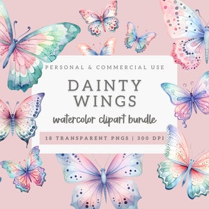 Watercolor Butterfly Clipart, Ornate Transparent Butterfly Pngs, Instant Download, Rhinestone Colorful Butterflies, Dainty, Commercial Use