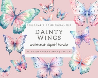 Acuarela mariposa clipart, mariposa transparente adornada pngs, descarga instantánea, mariposas coloridas de Rhinestone, delicado, uso comercial