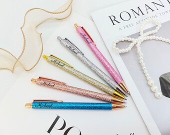 Stylos à bille pailletés en métal personnalisés, Stylo scintillant or rose, Stylos personnalisés en vrac, Stylos cadeaux pour femme, Stylos avec nom, Cadeau pour mariage, Cadeaux maman