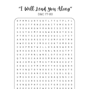 D&C 77-80 &quot;I Will Lead You Along&quot; Word Search - 2025 Come Follow Me July 14-20